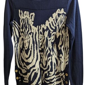 Navy and Cream Zebra Pattern Sweater
